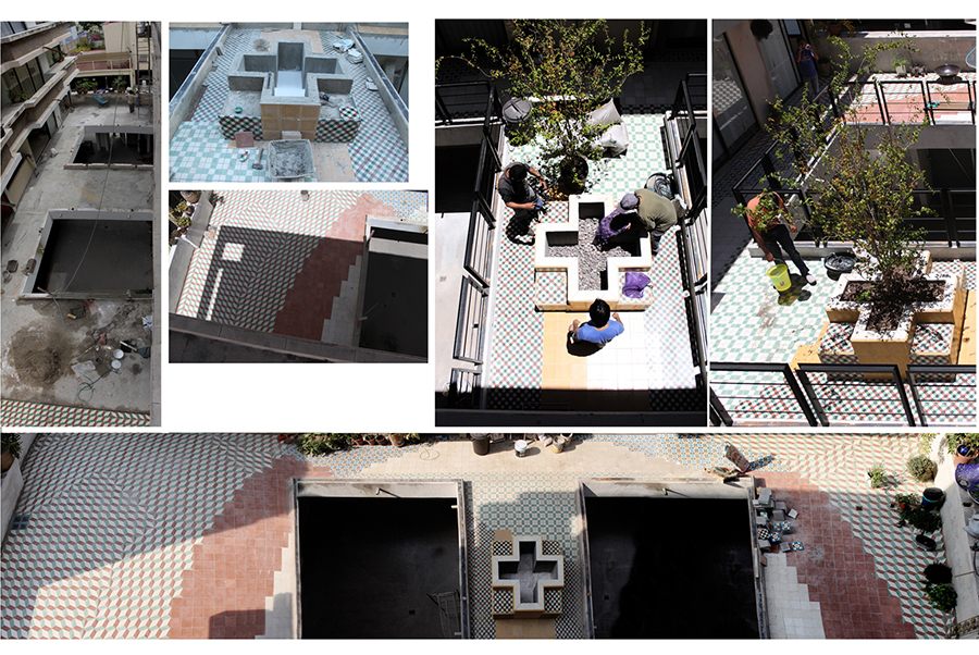 “N.U.C.L.E.O.”, Alejandro Fournier, Patio en Terraza y Jardinera para árbol veracruzano, Edificio Lafayette, Col. Americana, 160 metros cuadrados, 2011